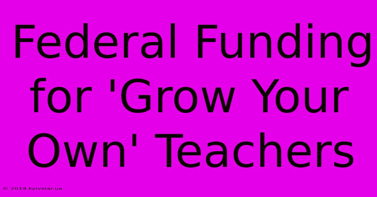 Federal Funding For 'Grow Your Own' Teachers