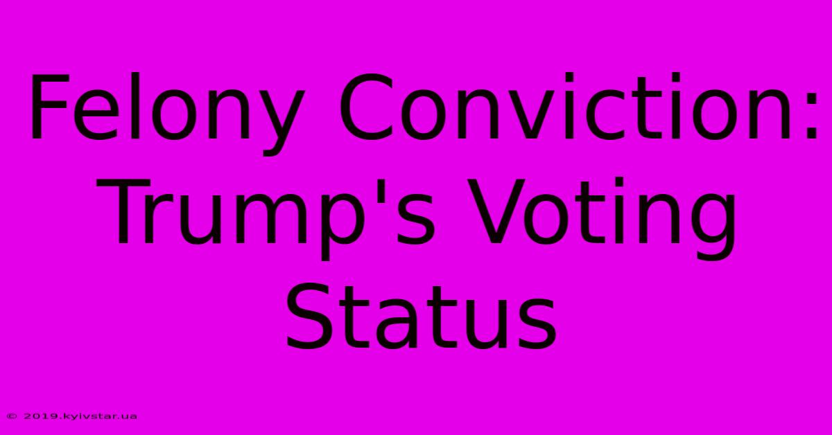 Felony Conviction: Trump's Voting Status