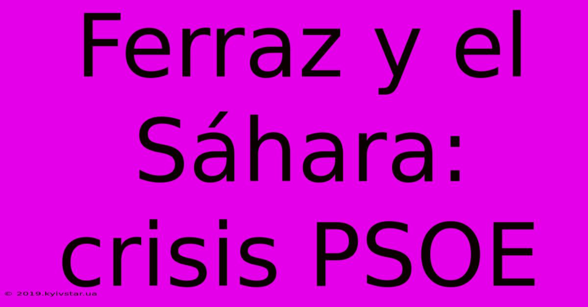 Ferraz Y El Sáhara: Crisis PSOE