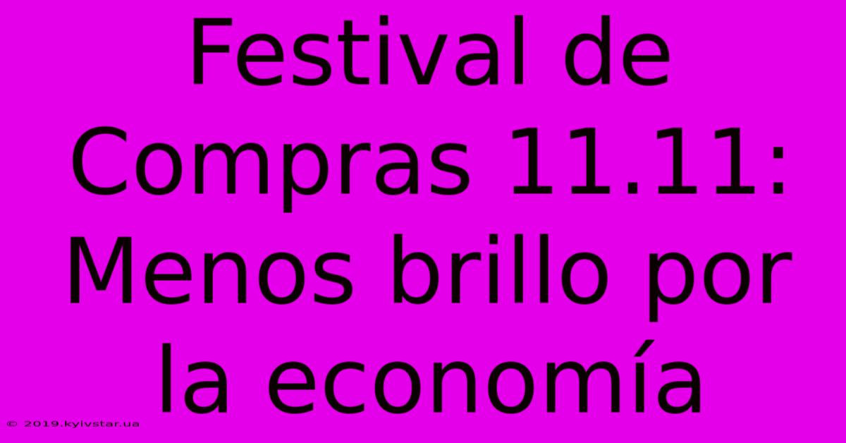 Festival De Compras 11.11: Menos Brillo Por La Economía