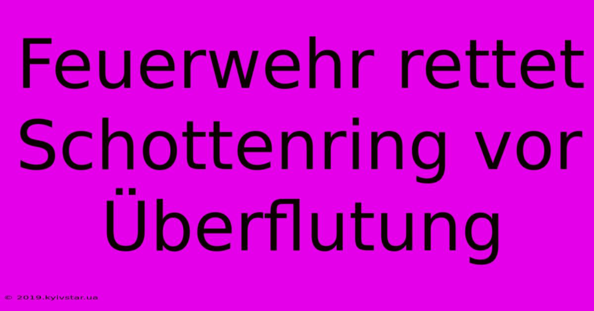 Feuerwehr Rettet Schottenring Vor Überflutung