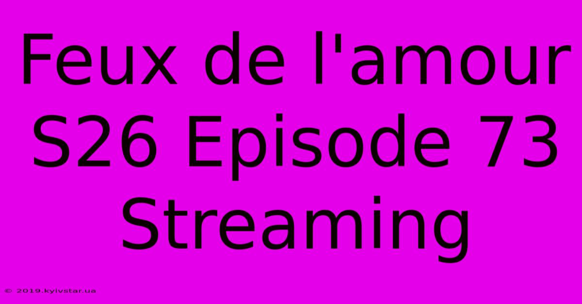 Feux De L'amour S26 Episode 73 Streaming