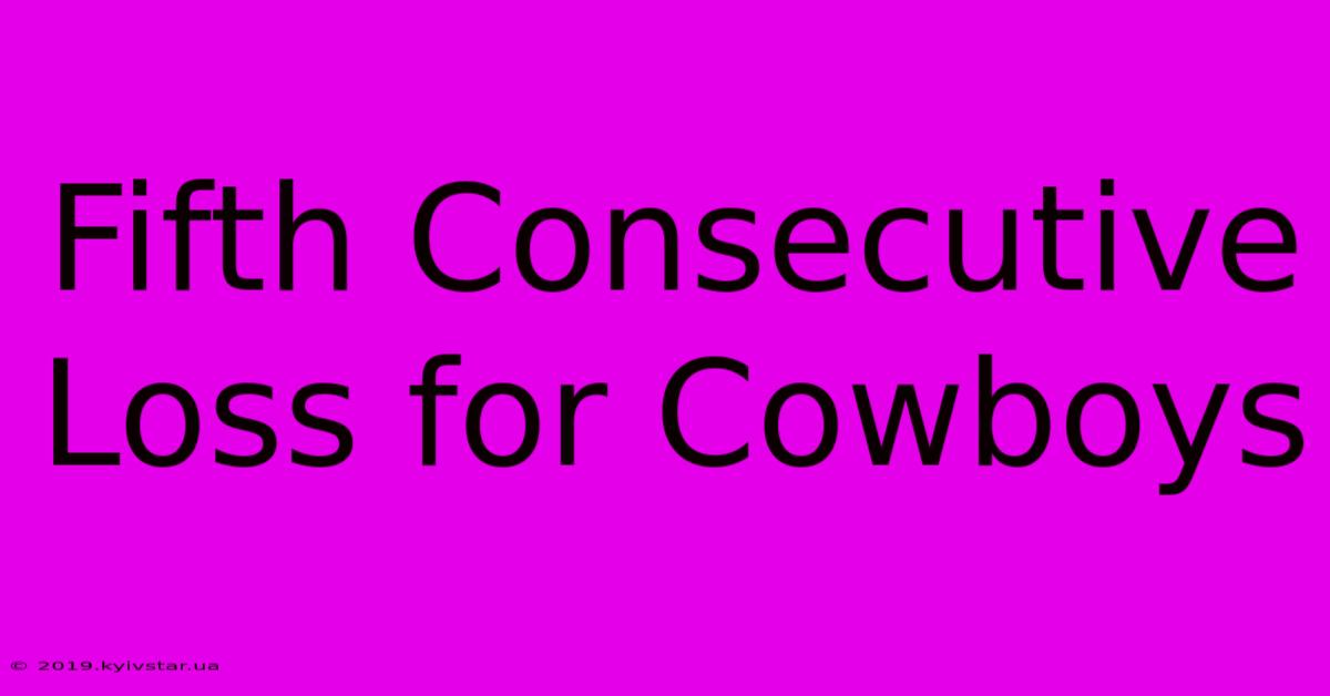 Fifth Consecutive Loss For Cowboys