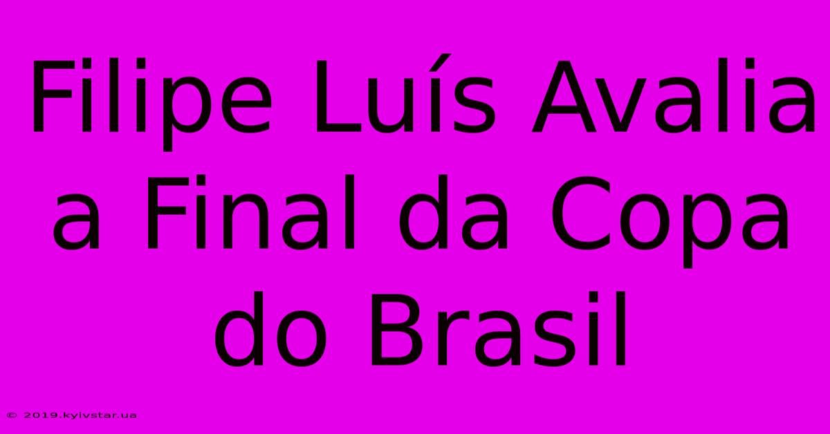 Filipe Luís Avalia A Final Da Copa Do Brasil