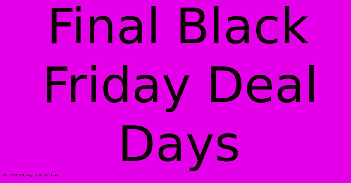 Final Black Friday Deal Days