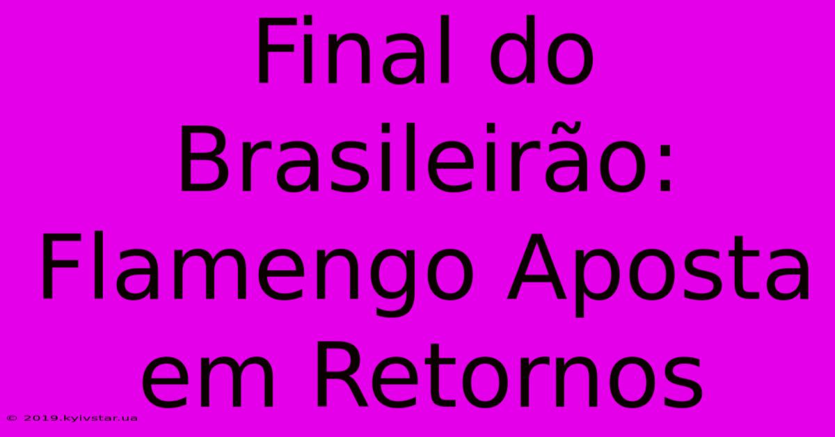 Final Do Brasileirão: Flamengo Aposta Em Retornos