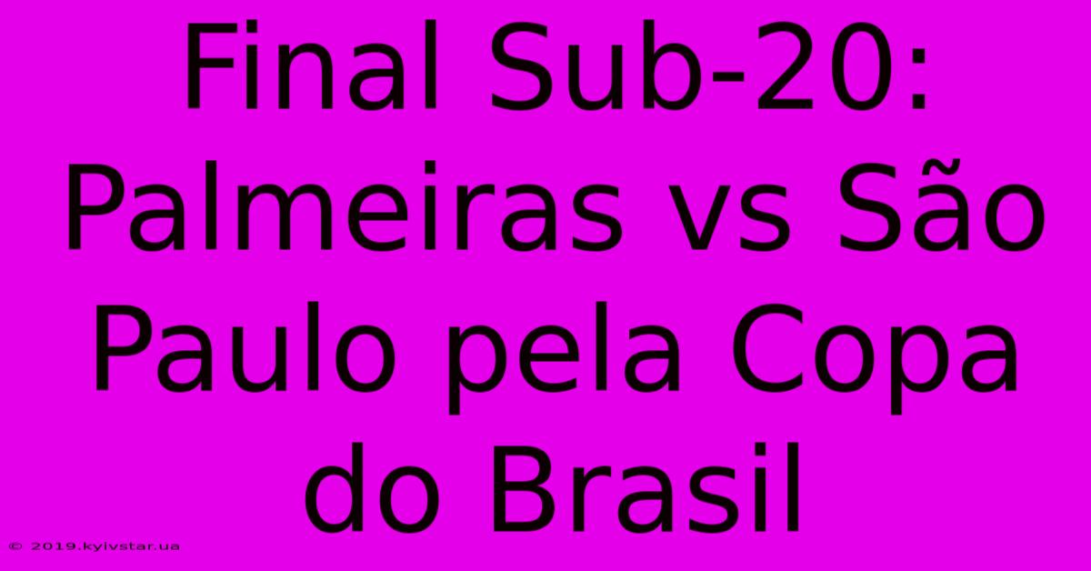 Final Sub-20: Palmeiras Vs São Paulo Pela Copa Do Brasil