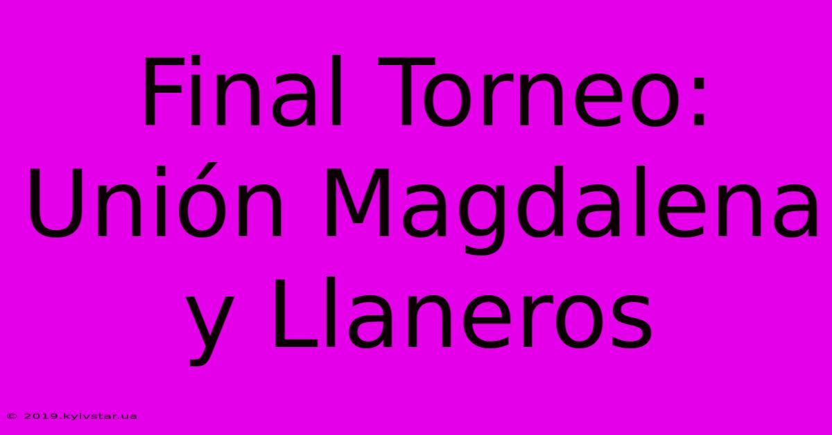 Final Torneo: Unión Magdalena Y Llaneros