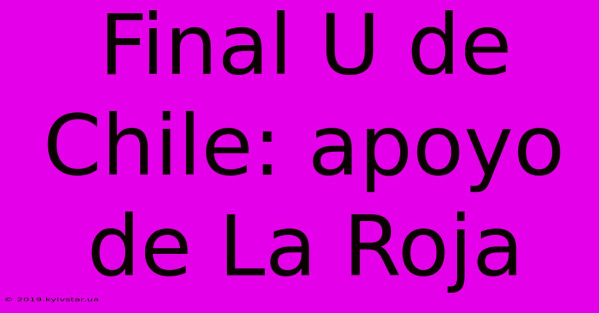 Final U De Chile: Apoyo De La Roja