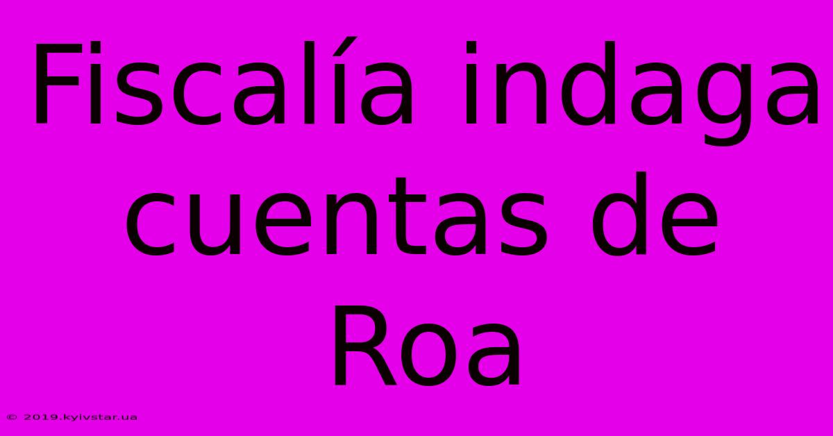 Fiscalía Indaga Cuentas De Roa