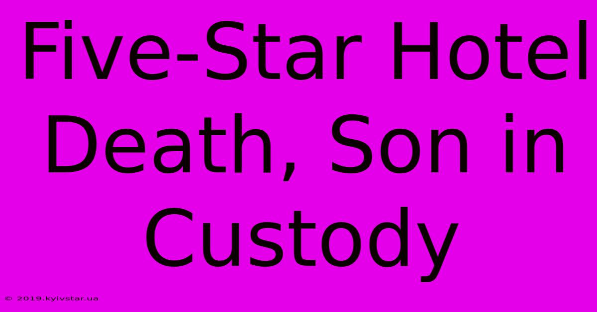 Five-Star Hotel Death, Son In Custody