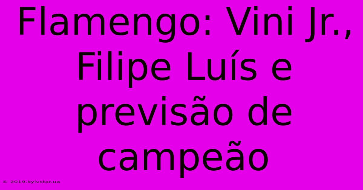 Flamengo: Vini Jr., Filipe Luís E Previsão De Campeão 