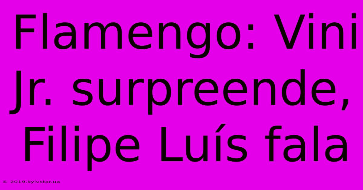 Flamengo: Vini Jr. Surpreende, Filipe Luís Fala