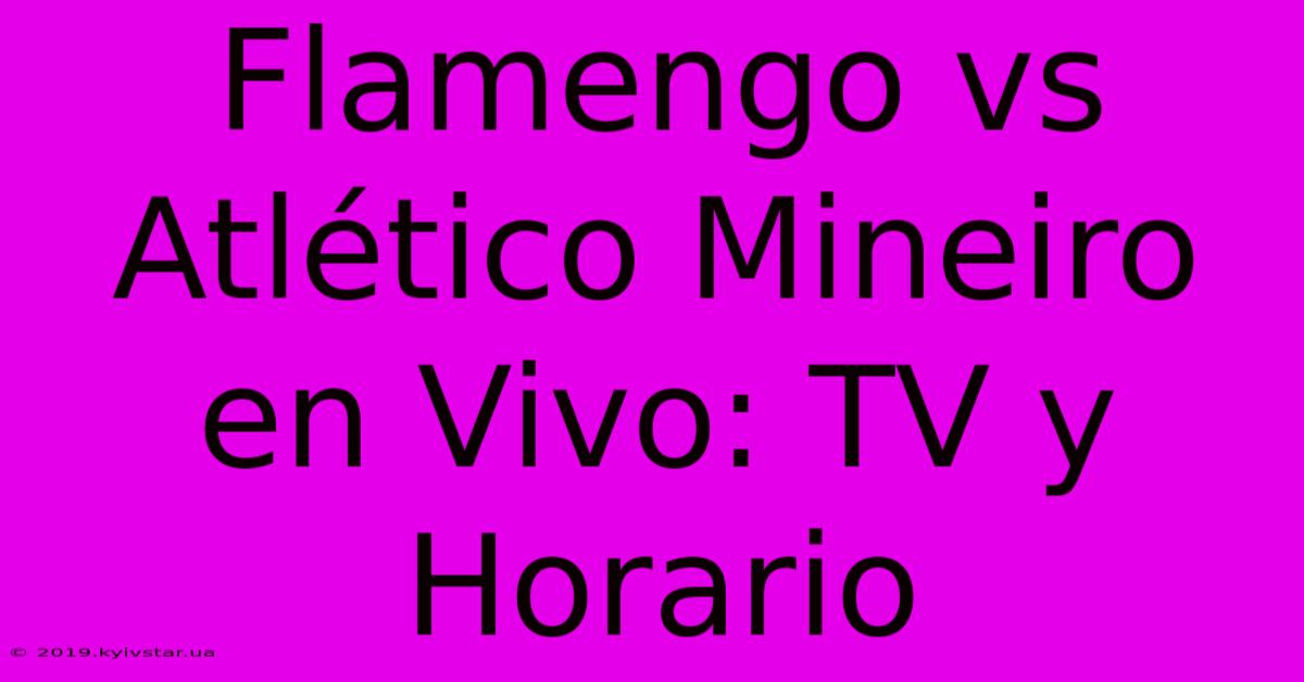 Flamengo Vs Atlético Mineiro En Vivo: TV Y Horario