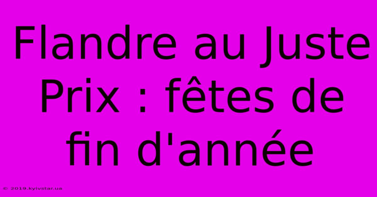 Flandre Au Juste Prix : Fêtes De Fin D'année