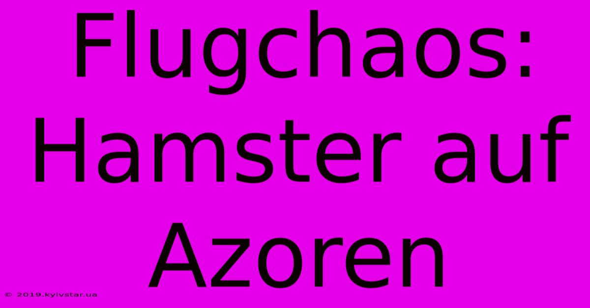 Flugchaos: Hamster Auf Azoren