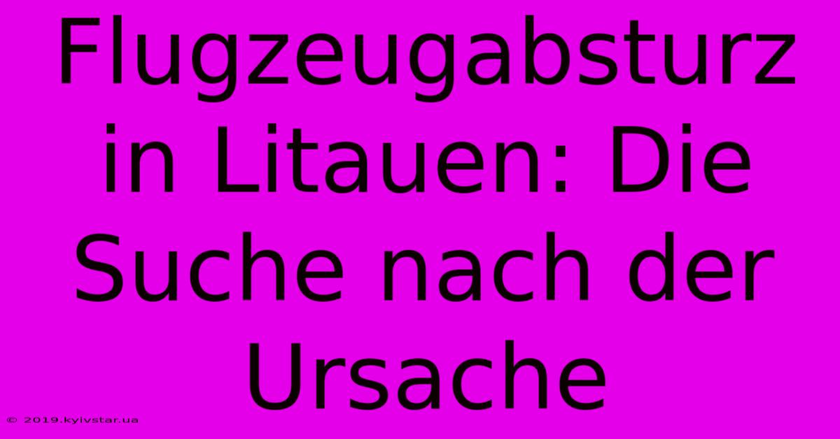 Flugzeugabsturz In Litauen: Die Suche Nach Der Ursache