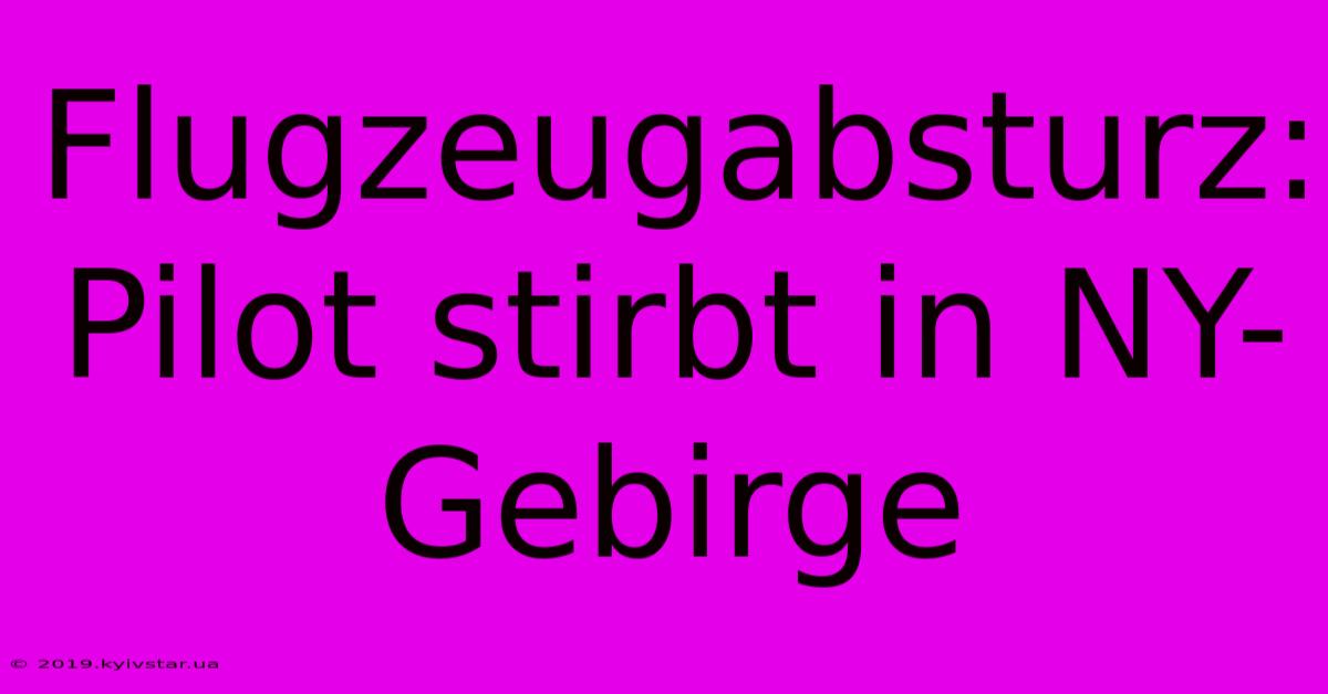 Flugzeugabsturz: Pilot Stirbt In NY-Gebirge