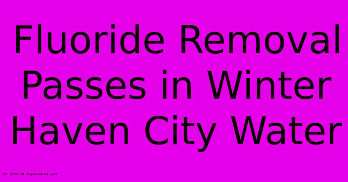 Fluoride Removal Passes In Winter Haven City Water