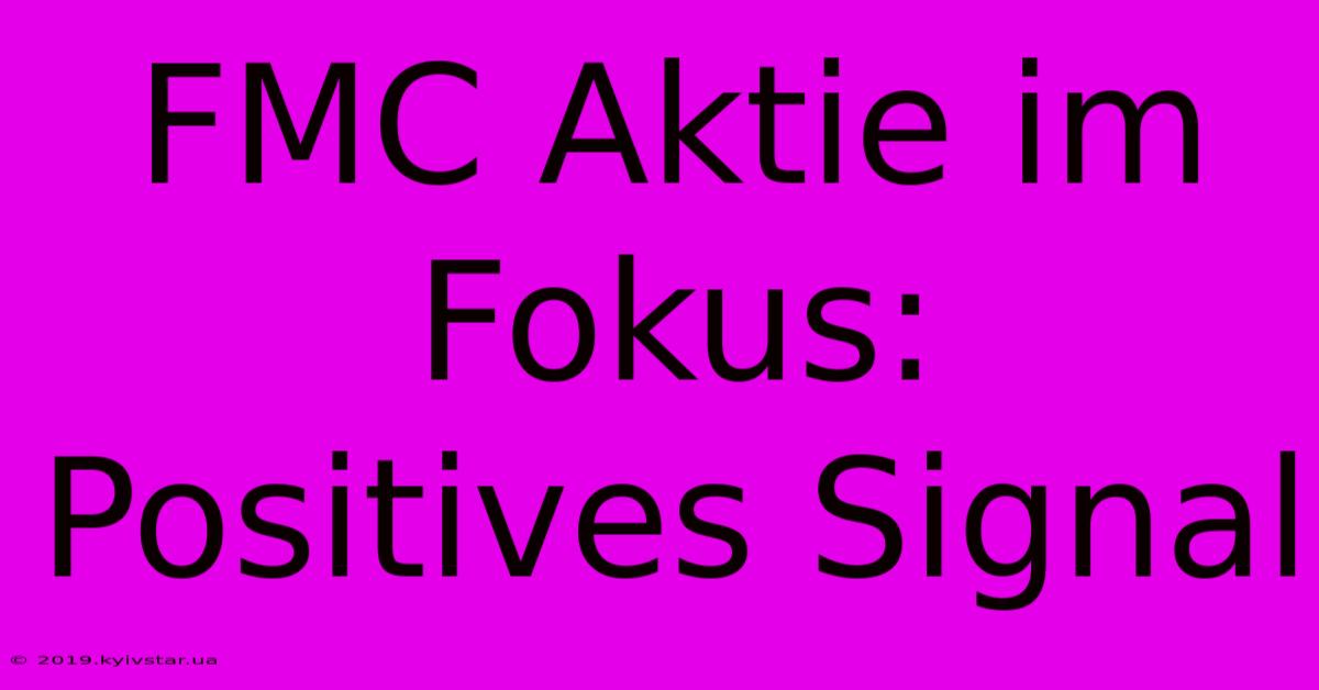 FMC Aktie Im Fokus: Positives Signal