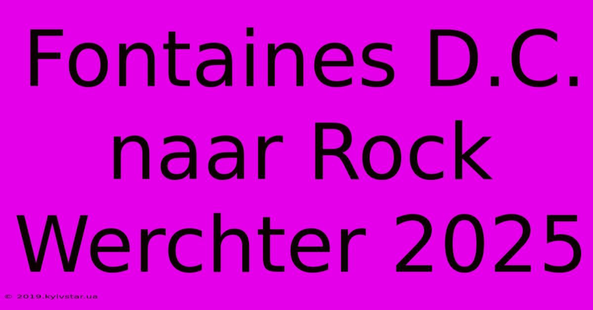 Fontaines D.C. Naar Rock Werchter 2025