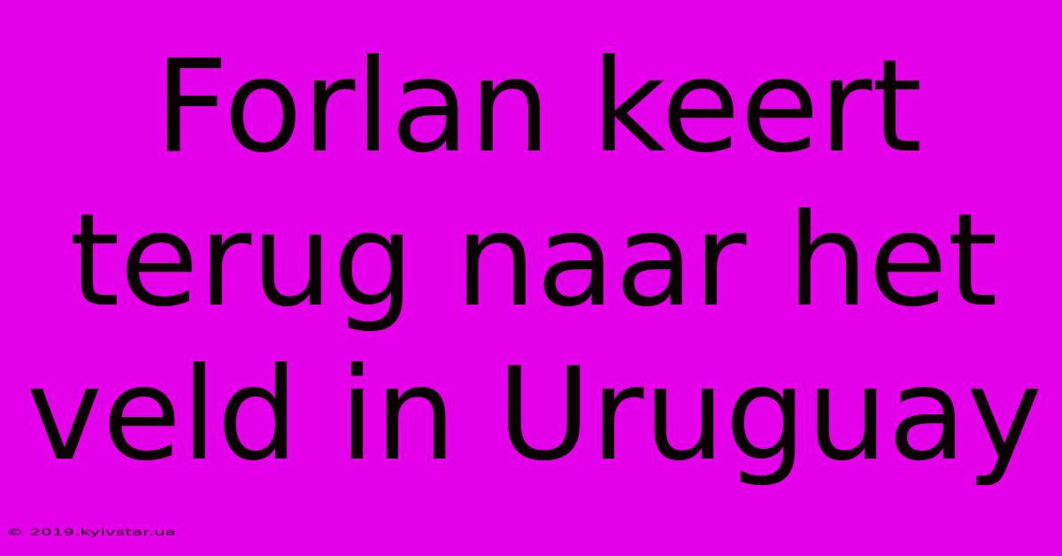 Forlan Keert Terug Naar Het Veld In Uruguay