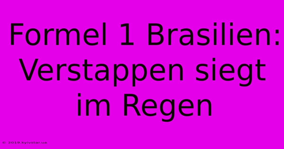 Formel 1 Brasilien: Verstappen Siegt Im Regen