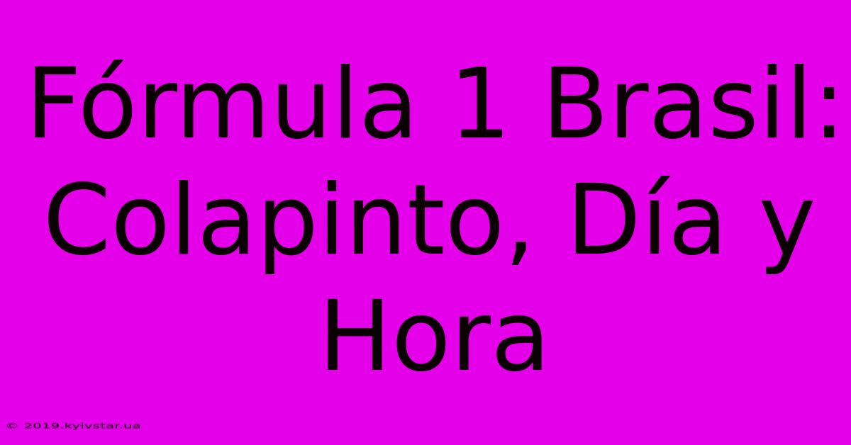 Fórmula 1 Brasil: Colapinto, Día Y Hora