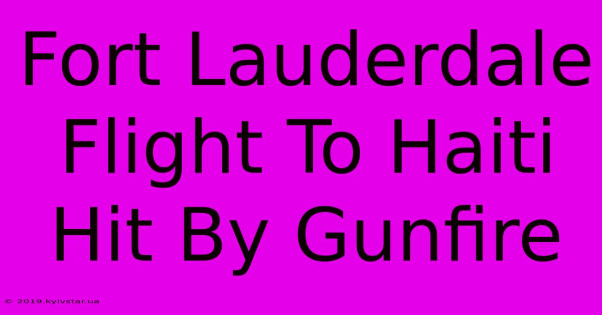 Fort Lauderdale Flight To Haiti Hit By Gunfire