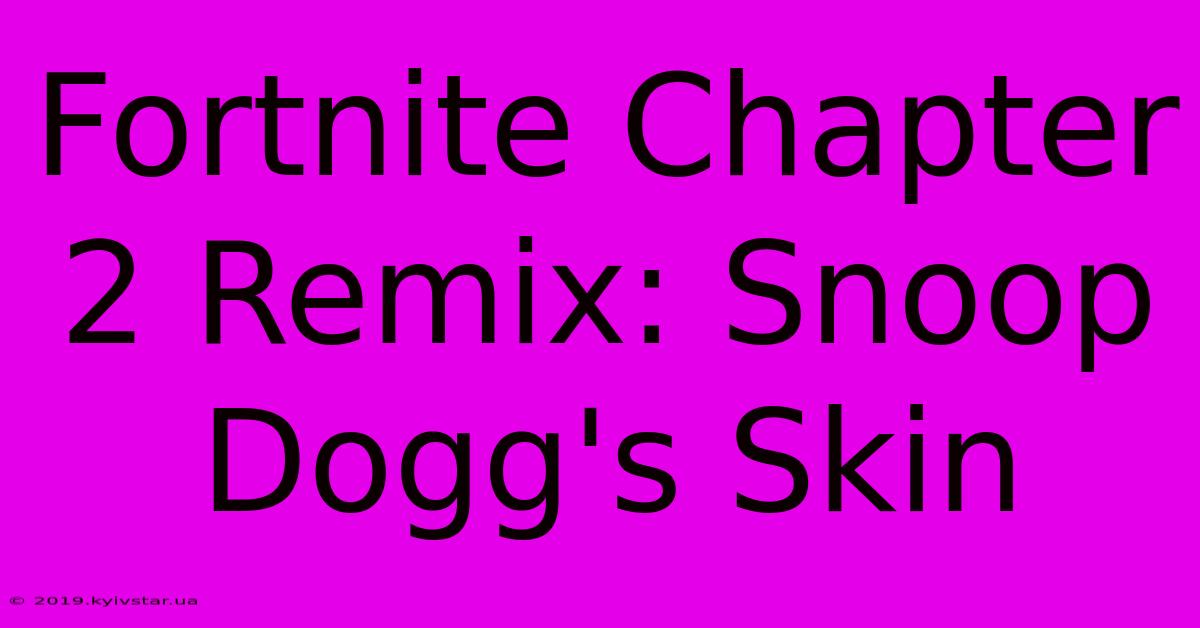 Fortnite Chapter 2 Remix: Snoop Dogg's Skin