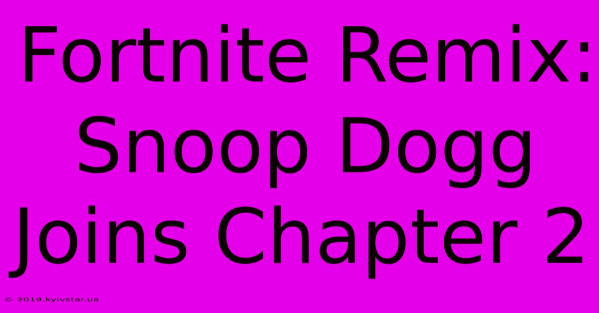 Fortnite Remix: Snoop Dogg Joins Chapter 2 