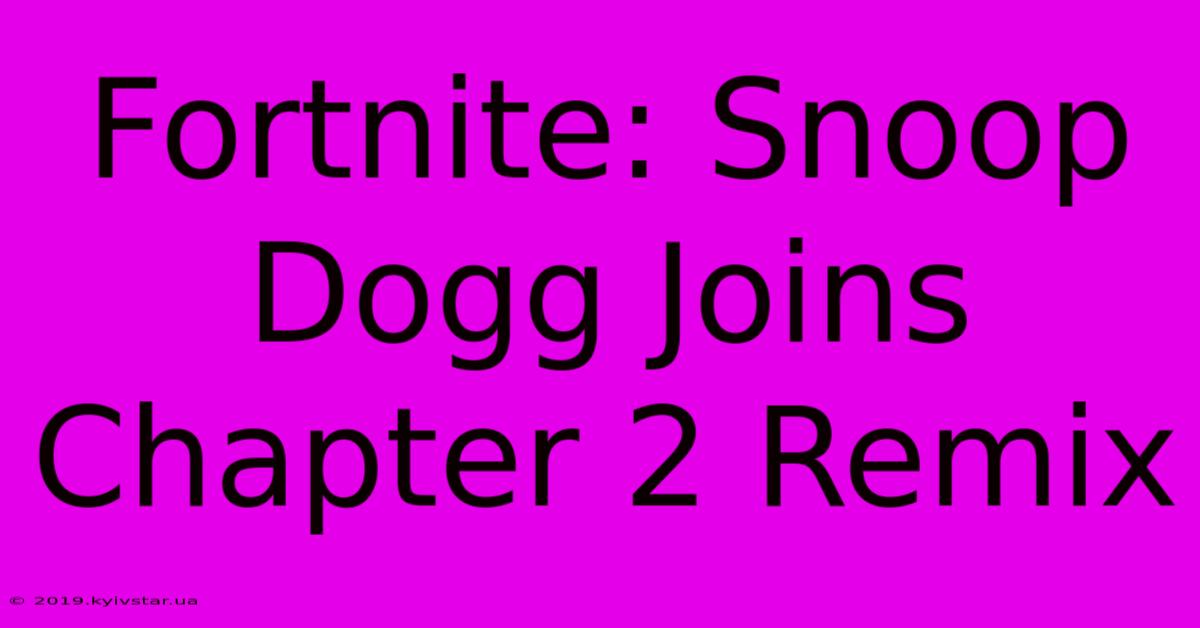 Fortnite: Snoop Dogg Joins Chapter 2 Remix