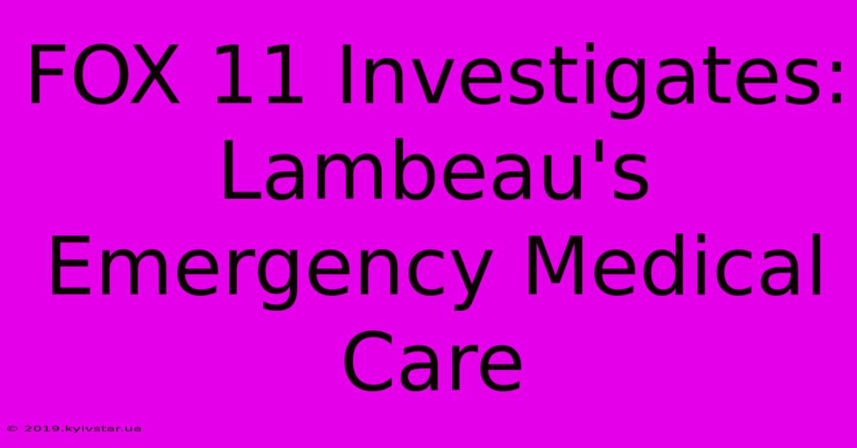 FOX 11 Investigates: Lambeau's Emergency Medical Care 