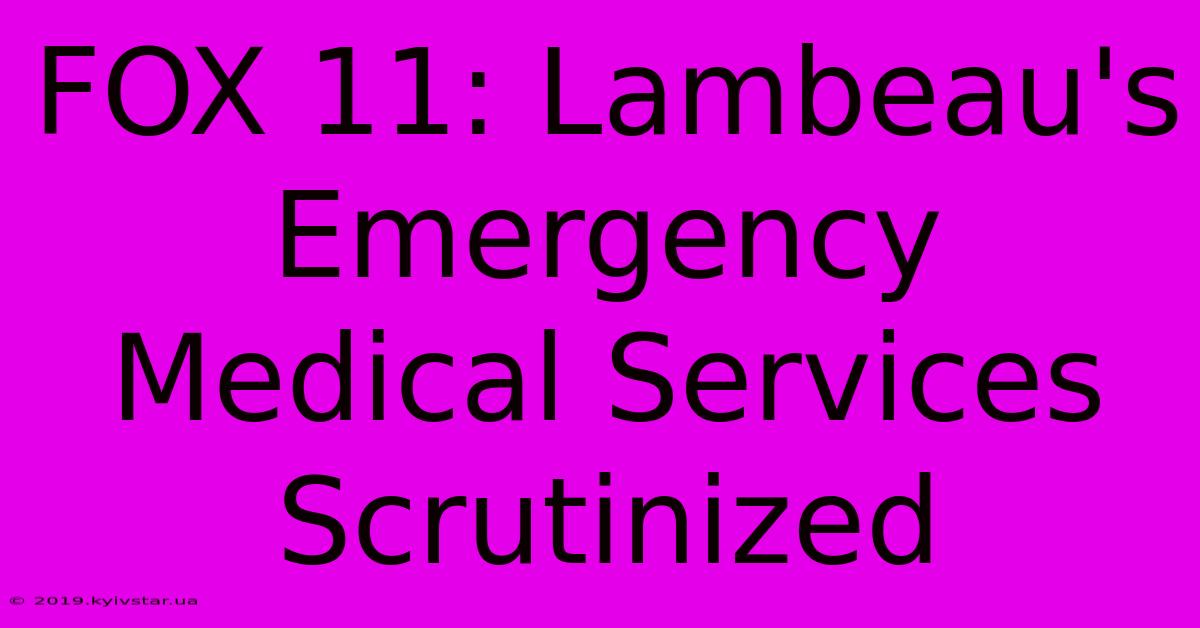 FOX 11: Lambeau's Emergency Medical Services Scrutinized