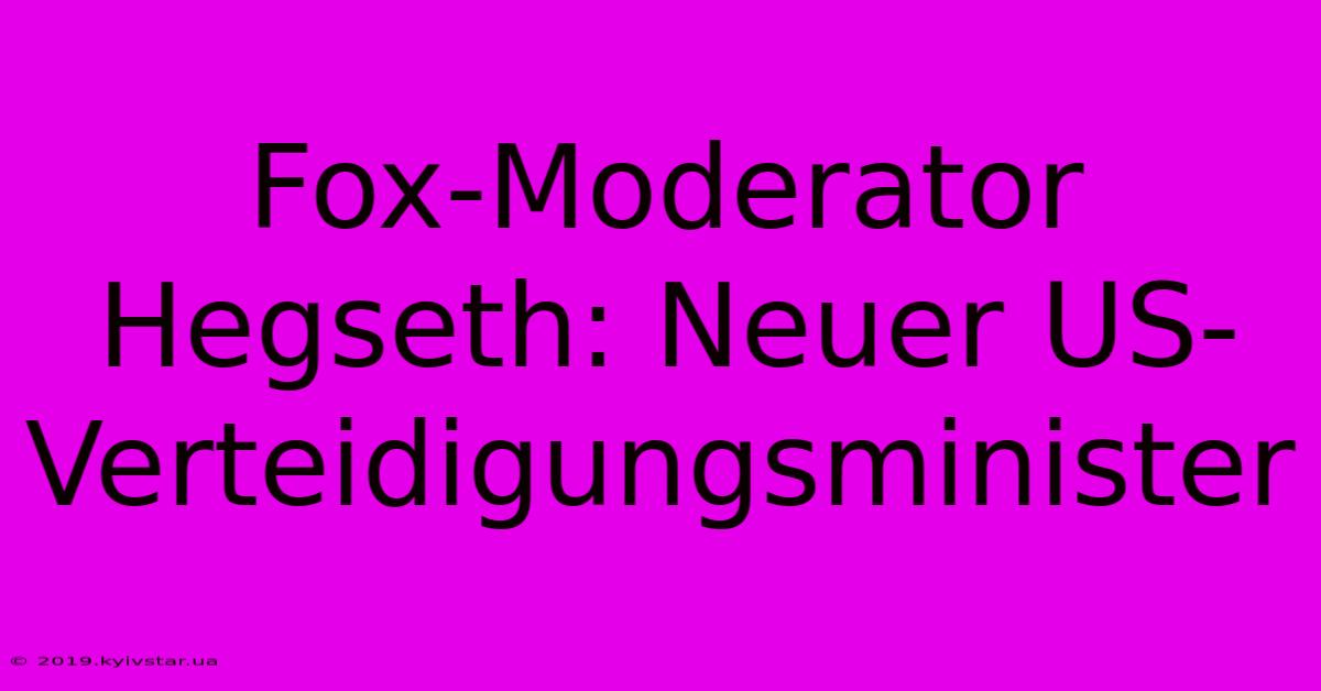 Fox-Moderator Hegseth: Neuer US-Verteidigungsminister