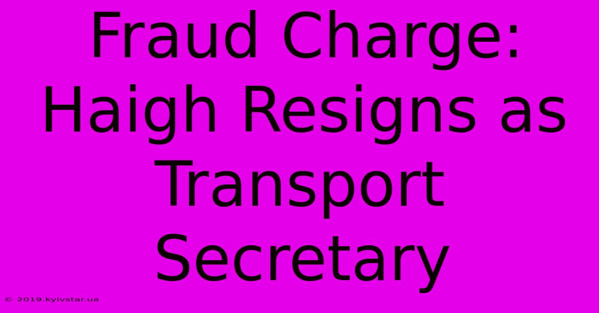 Fraud Charge: Haigh Resigns As Transport Secretary