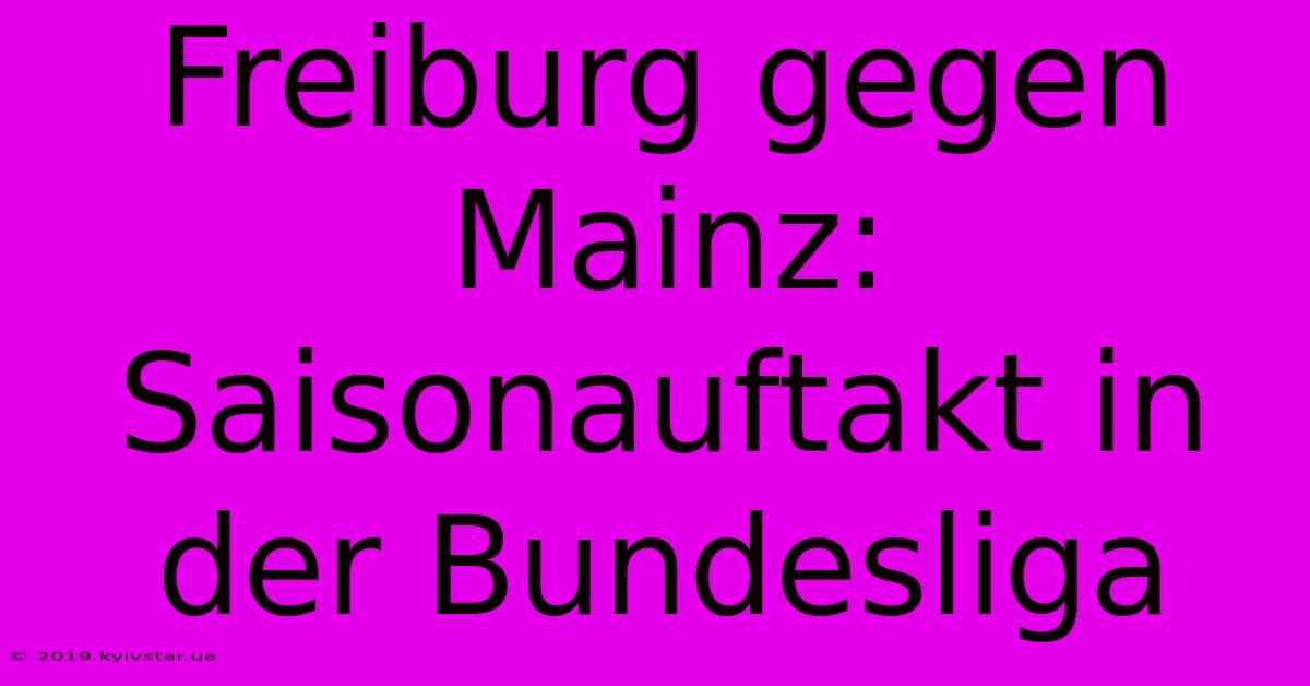 Freiburg Gegen Mainz: Saisonauftakt In Der Bundesliga