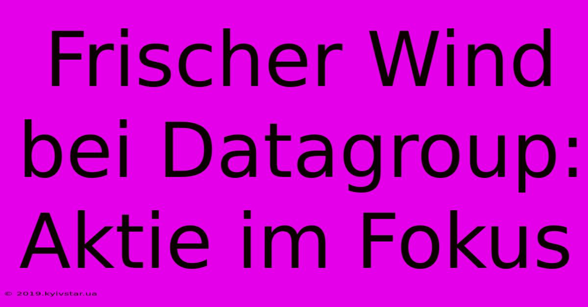 Frischer Wind Bei Datagroup: Aktie Im Fokus