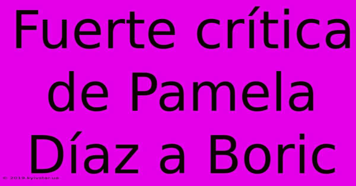 Fuerte Crítica De Pamela Díaz A Boric