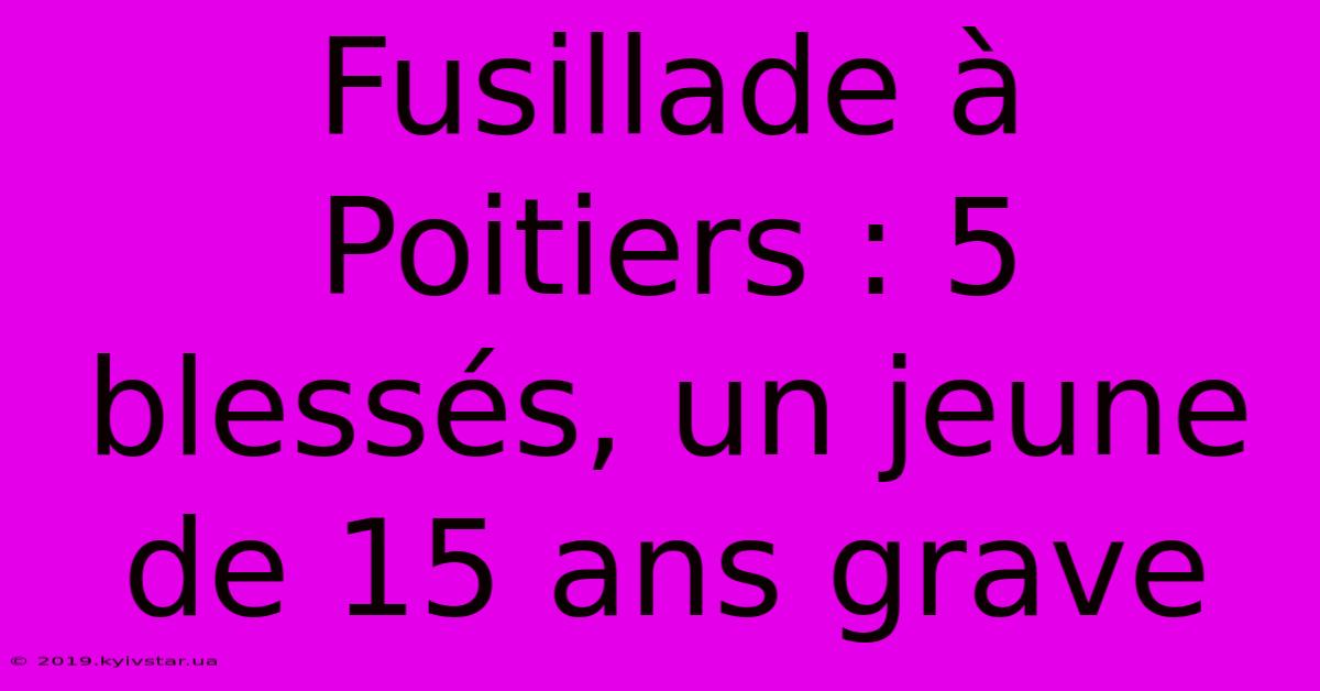 Fusillade À Poitiers : 5 Blessés, Un Jeune De 15 Ans Grave