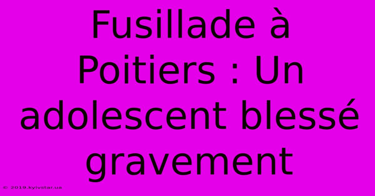 Fusillade À Poitiers : Un Adolescent Blessé Gravement