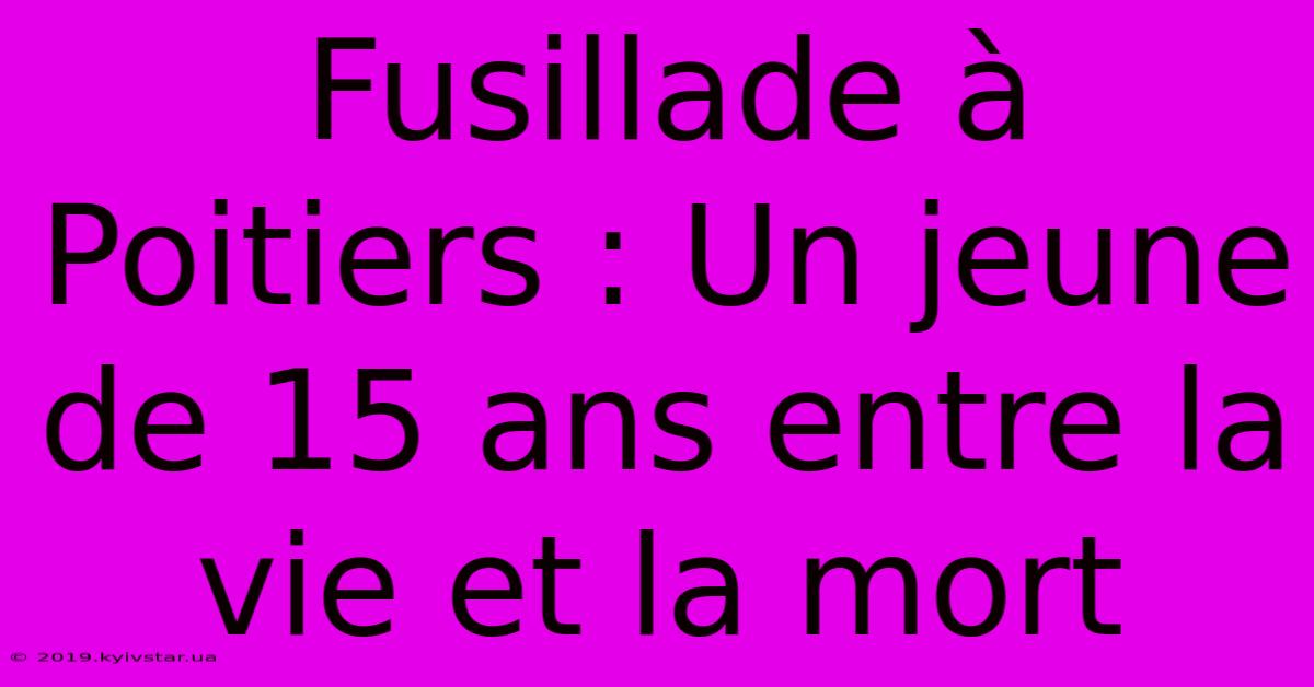 Fusillade À Poitiers : Un Jeune De 15 Ans Entre La Vie Et La Mort