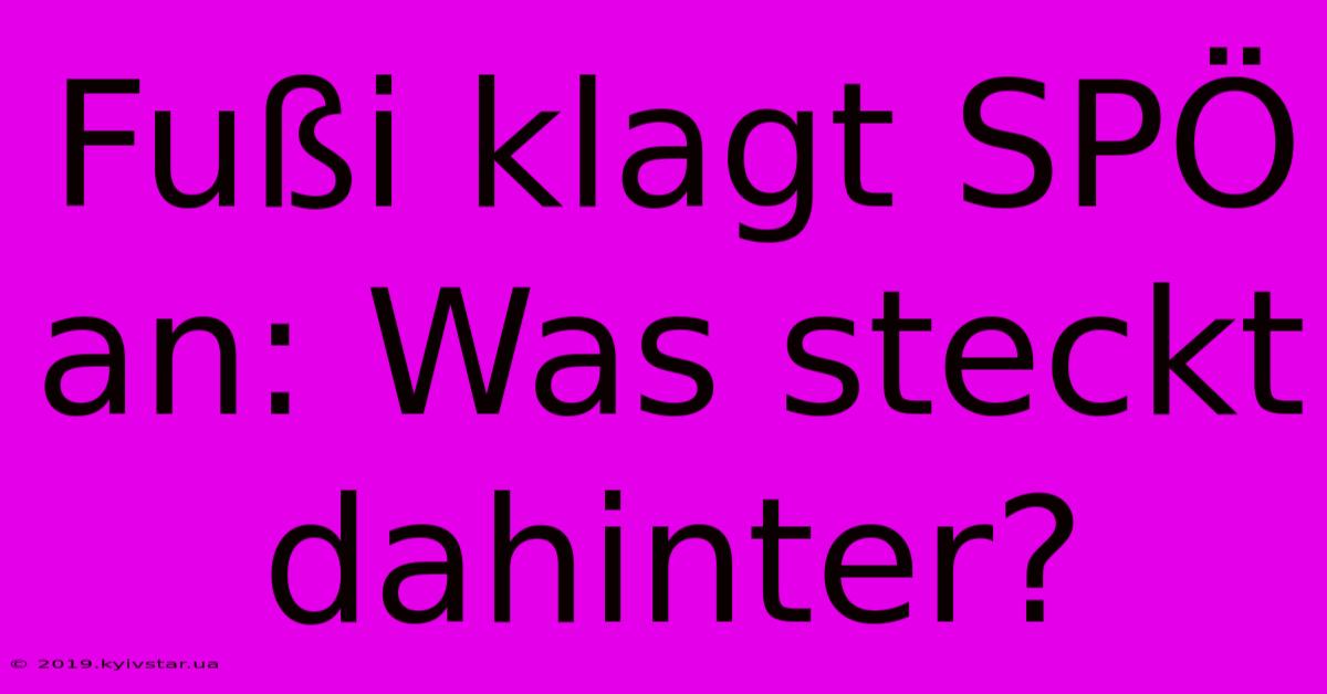 Fußi Klagt SPÖ An: Was Steckt Dahinter?