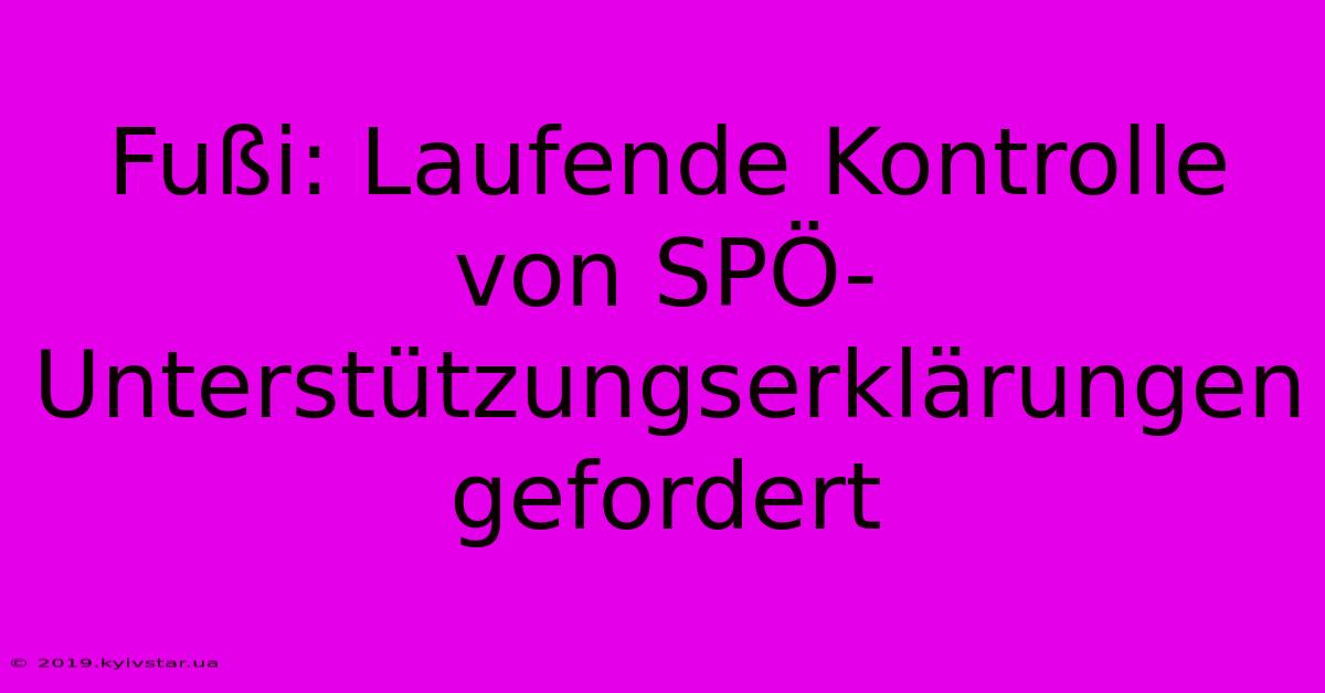 Fußi: Laufende Kontrolle Von SPÖ-Unterstützungserklärungen Gefordert