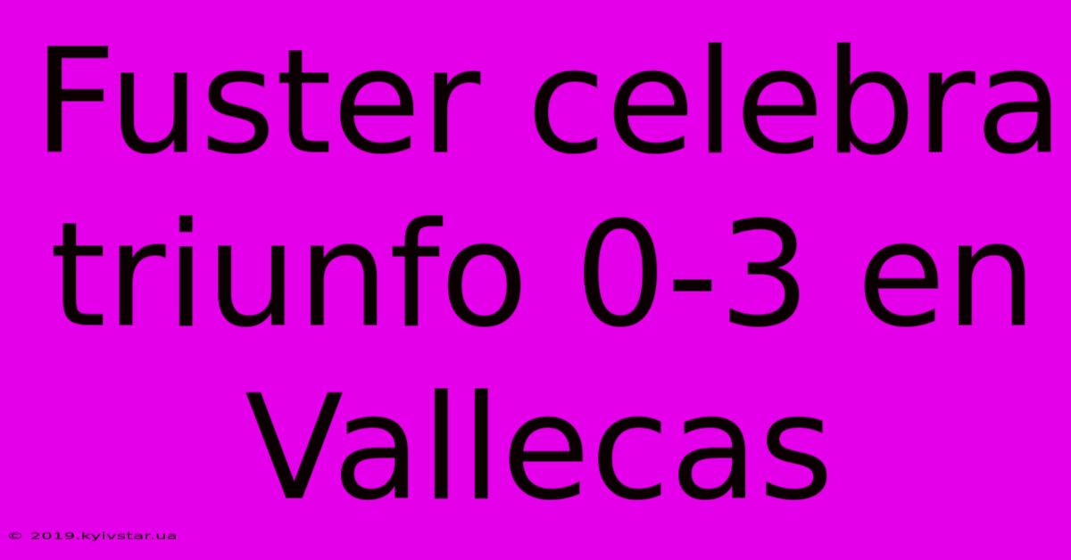 Fuster Celebra Triunfo 0-3 En Vallecas