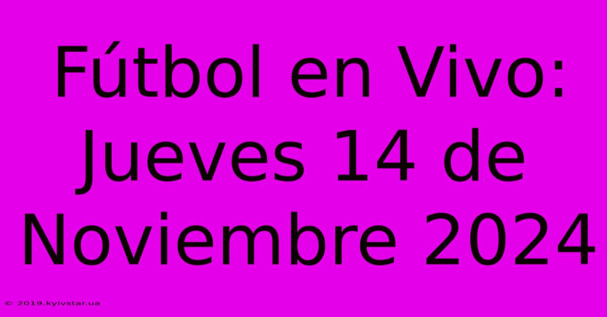 Fútbol En Vivo: Jueves 14 De Noviembre 2024