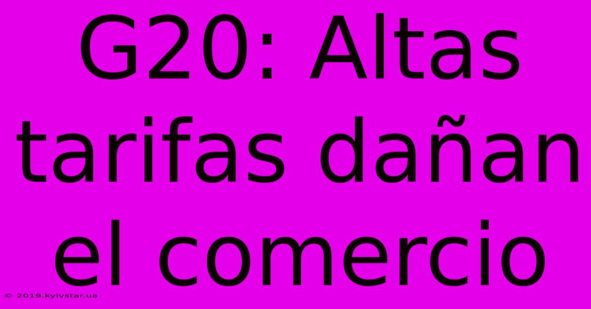 G20: Altas Tarifas Dañan El Comercio