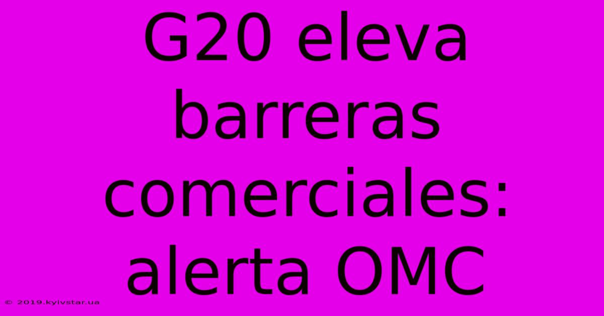 G20 Eleva Barreras Comerciales: Alerta OMC