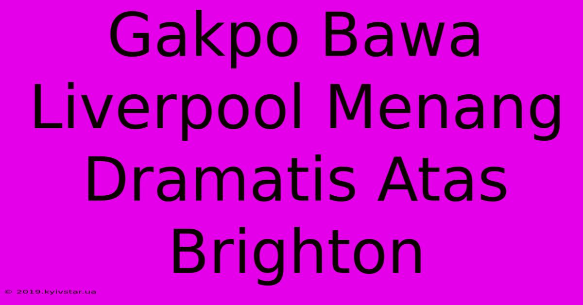 Gakpo Bawa Liverpool Menang Dramatis Atas Brighton 