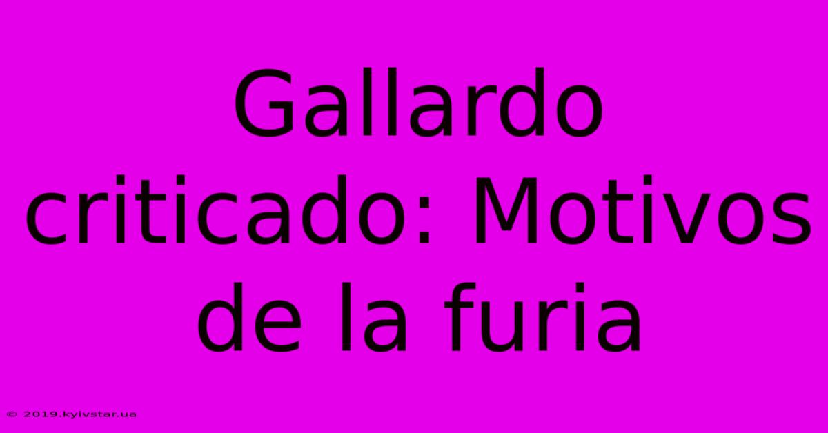 Gallardo Criticado: Motivos De La Furia